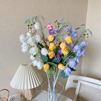 83cm Artificial Flowers Artificial Campanula Flowers Silk Fake Flowers Dried Flowers for Wedding Party Home Decoration Floral