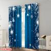 2pcs,2D plane printing Print Curtains Blue Christmas Ornaments Snowflakes Versatile Polyester (without rod) Outdoor Decorations
