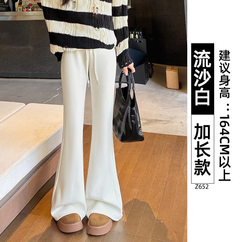 Micro-pull sweatpants women's new spring and autumn drape straight sweatpants small casual black flared pants