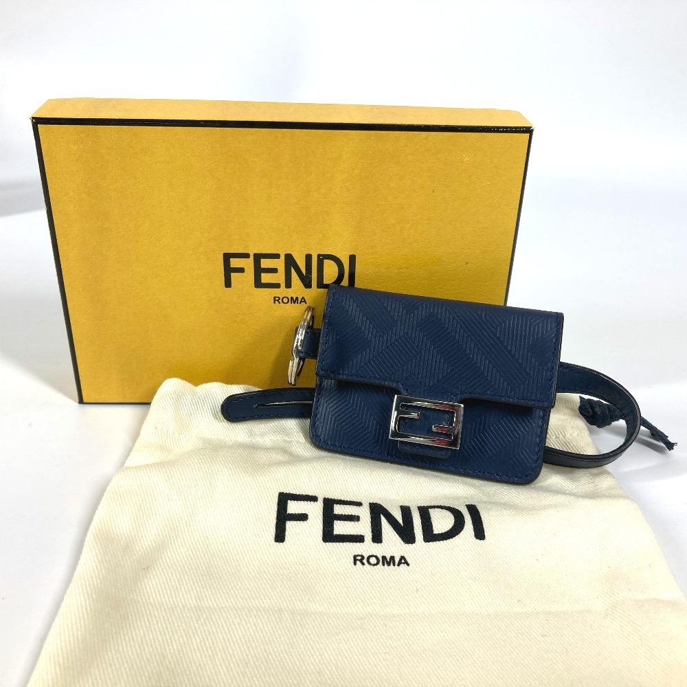 FENDI Bucket type Bag type Key Ring Key Holder Bag Charm charm Leather Navy