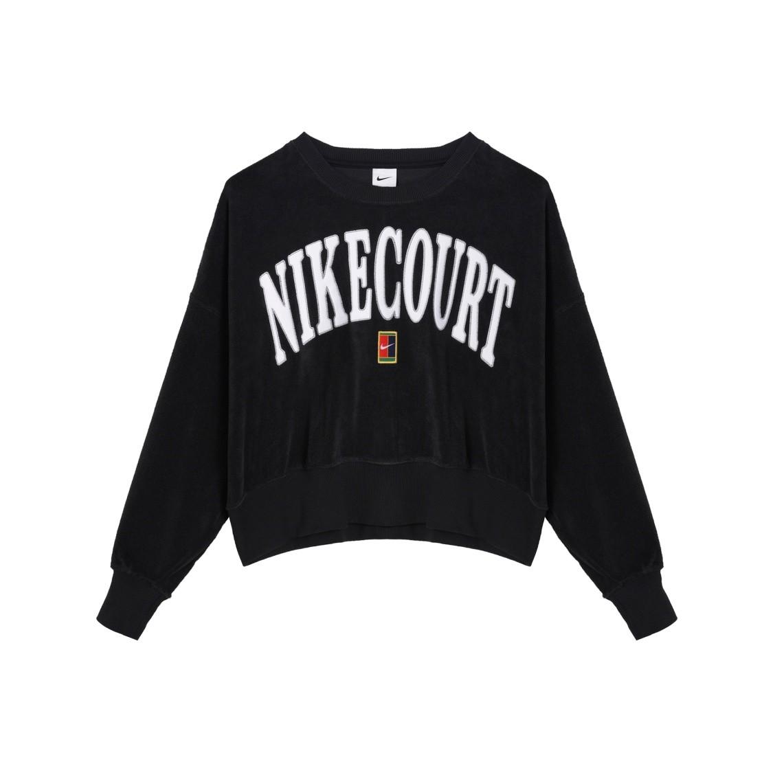 Nike Retro Sports Oversized Letter Print Long Sleeve Sweatshirt for Women Black M