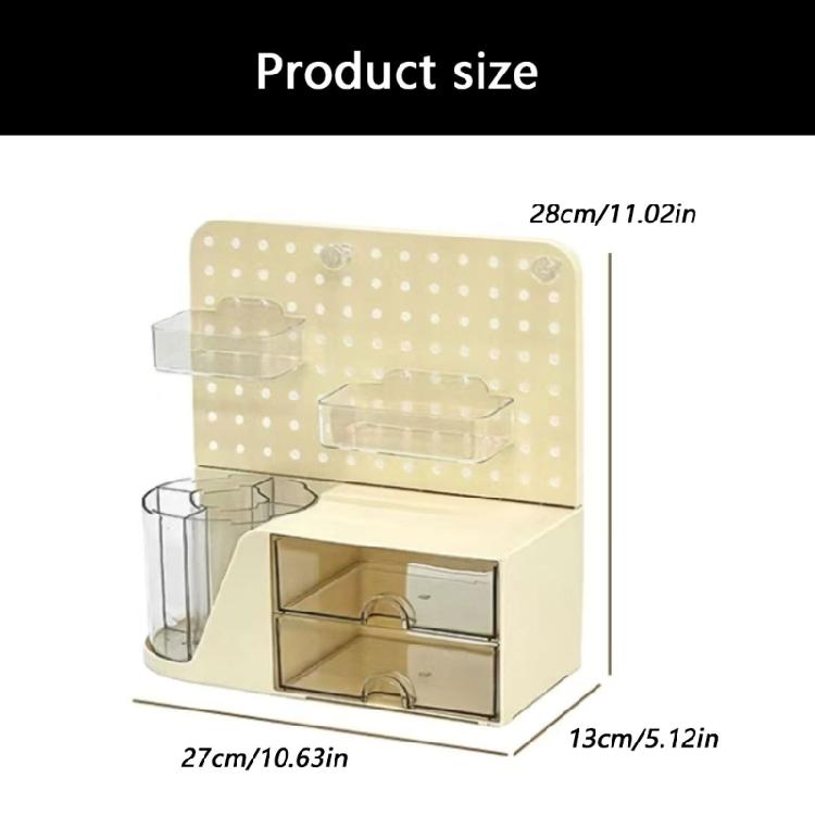 Plastic Desk Storage Container With Pencil Box Drawers And Pegboard For Pens Marker Art Supplies Cosmetic Tool Storage