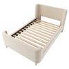Upholstered Bed. Children Bed, Single Bed with Universe Pattern, 90 x 200cm, for Boys & Girls, Beige, Velvet (without