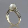Charm Gift Vintage Wedding Jewelry 14K Yellow Gold Plated White Pearl Ring