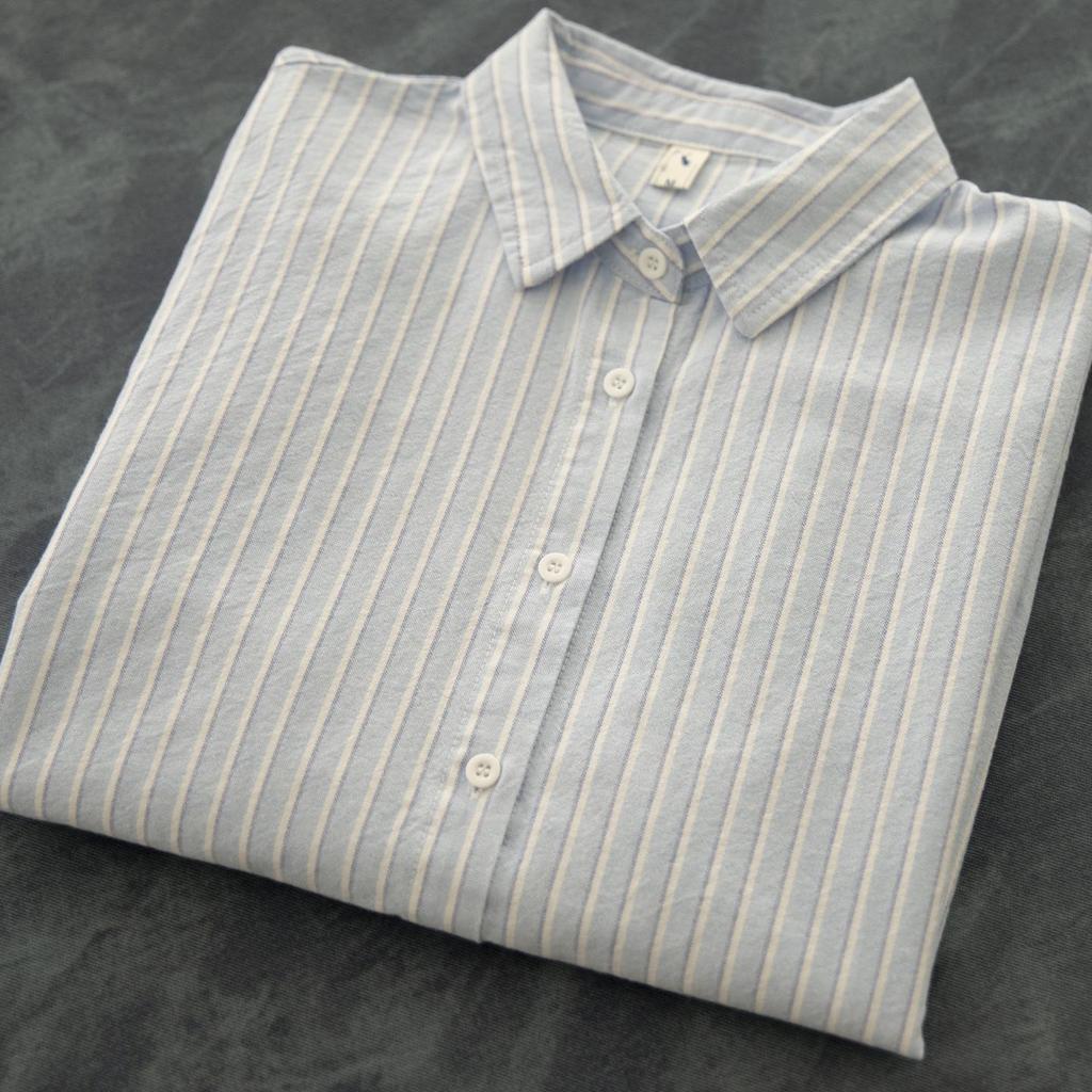 Korean-Japanese Style Striped Oxford Shirt for Women