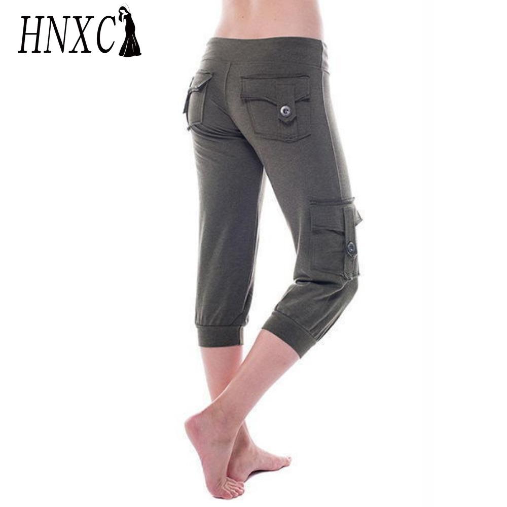 

HNXC Женские модные повседневные брюки и капри с однотонным принтом XXL зелёный