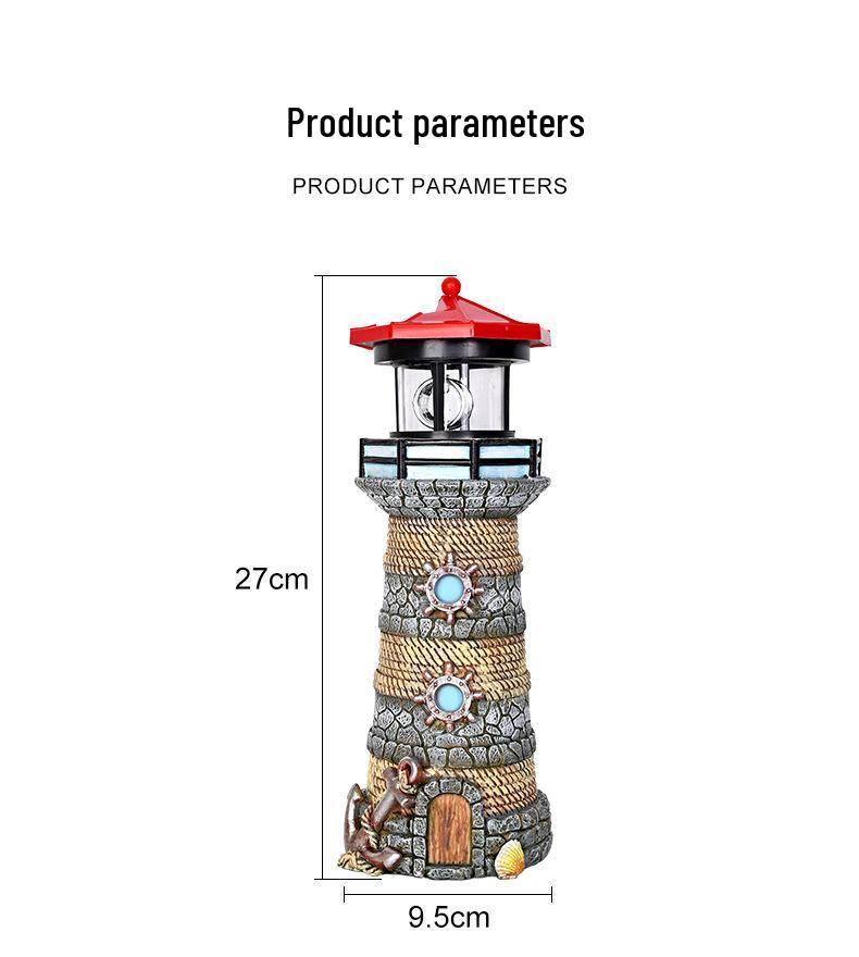 Solar Rotating Lighthouse Resin Decor for Outdoor Landscape and Garden