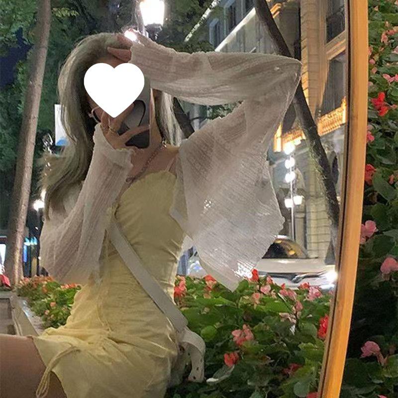 Dámský háčkovaný krajkový kardigan 2025: Lehký, Dlouhý rukáv, Ochrana proti slunci