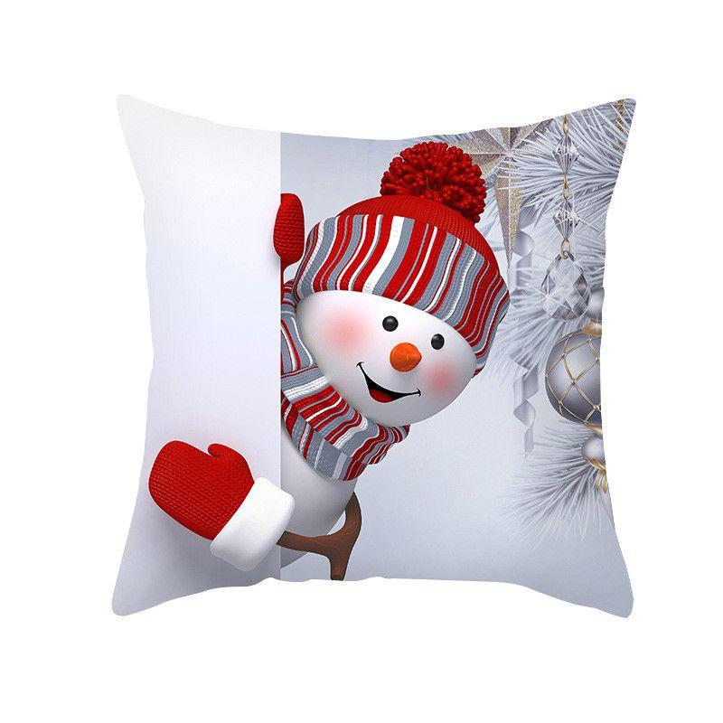 Cozy 18" Christmas Cushion Cover Featuring Cute Santa Claus And Snowman For Holiday Charm