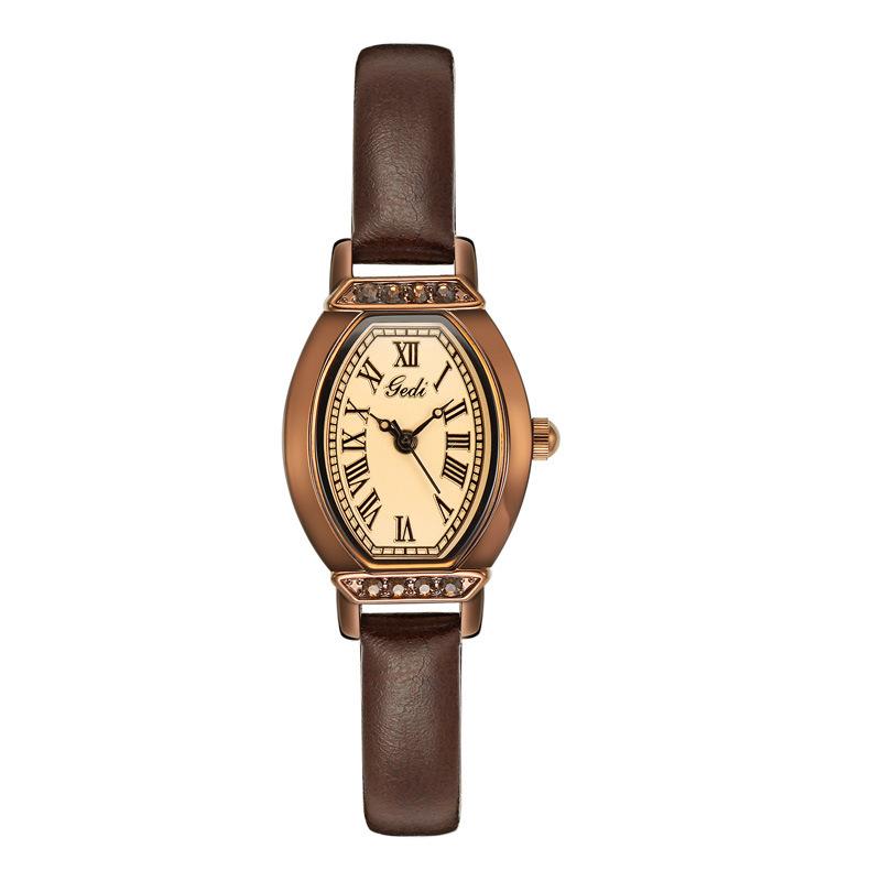Women'S Vintage Tonneau Shell Quartz Watch, Student Niche, Roman Literary Temperament, Old Watch