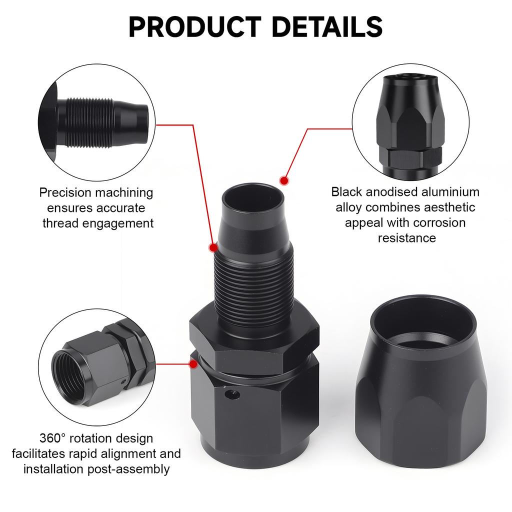 1 PCS Universal Straight 0 45 90 180 Degree Aluminum Car Swivel Hose End Fitting Adapter AN4/AN6/AN8/AN10 Oil Fuel CPE Line NPT