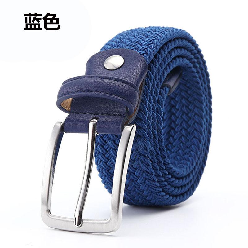 Men'S Belt Braided Elastic Belt Non-Porous Belt Men'S And Women'S Pin Buckle Elastic Belt
