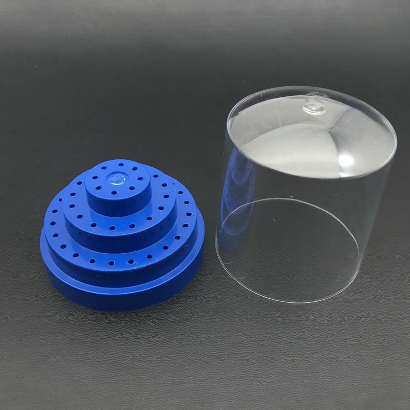 

1pc Dental Lab Instrument 48 Holes (Round) Plastic Bur Holder Burs Block Case Box синій