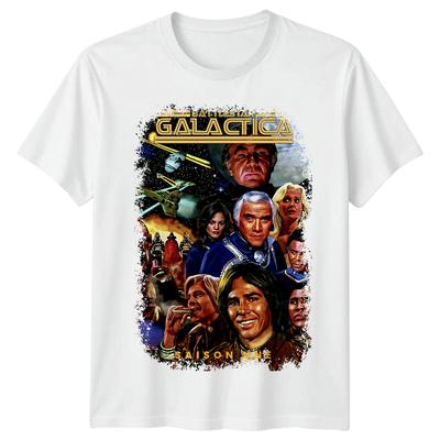 Battlestar Galactica (1978) Camiseta Unisex Inspirada en el Póster de la Película Temporada 1 Camiseta Retro de los 80