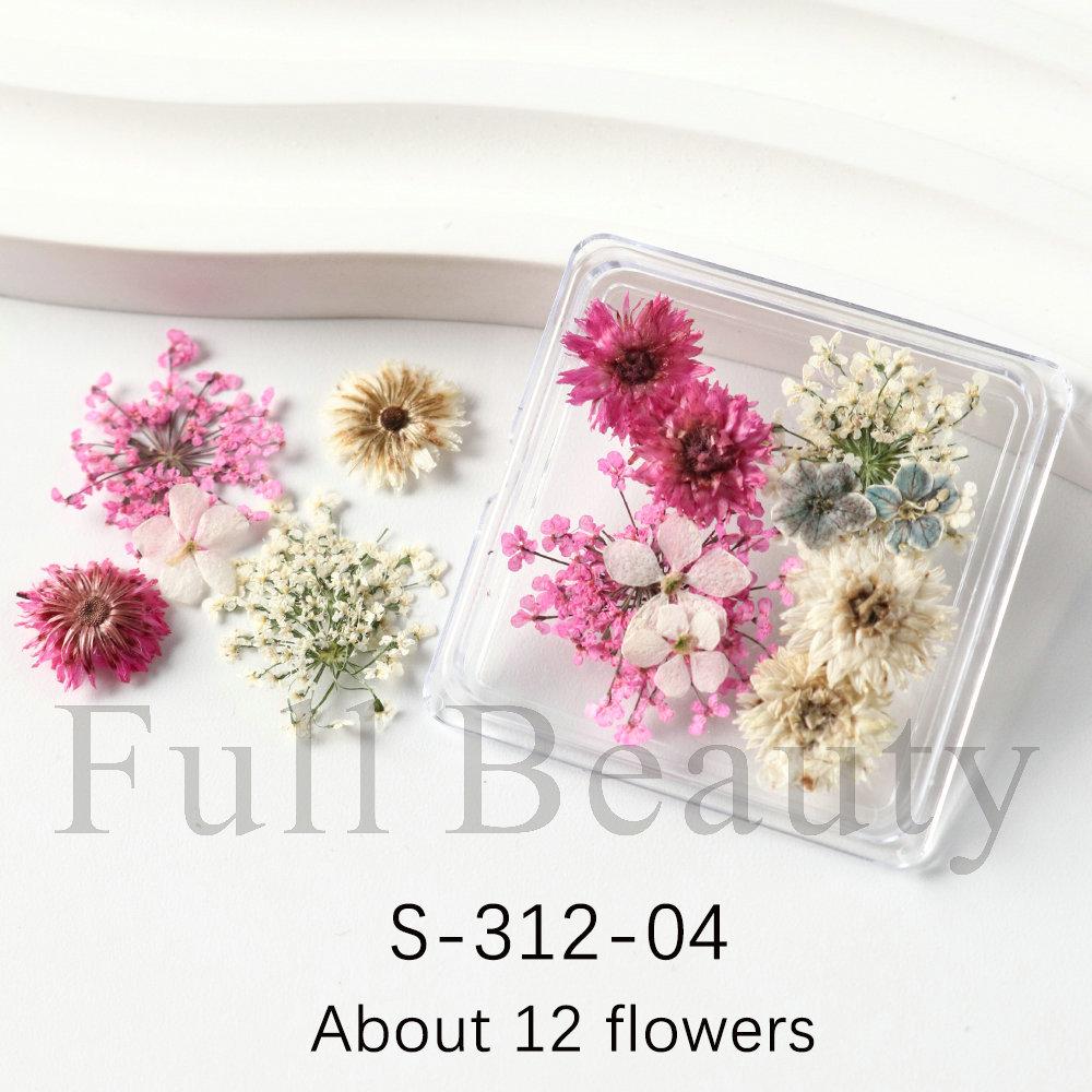 Nail Art Dried Flowers Japanese Mixed Filled With Star Hydrangea Small Wrinkled Chrysanthemum Box Decoration Nail Dried Flowers