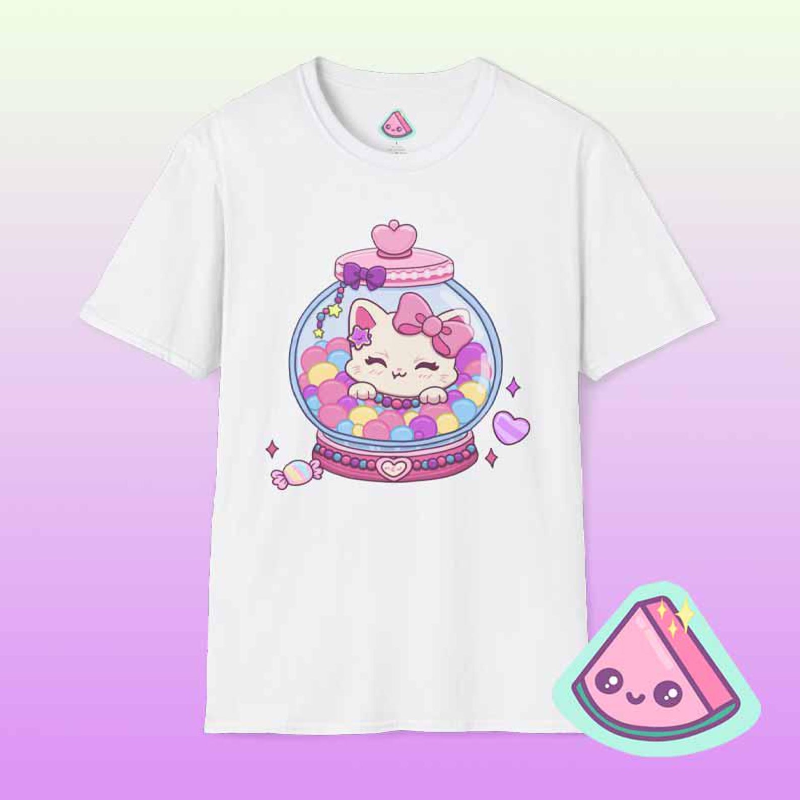 Kawaii Cat Shirt | Cute Cat Graphic Tee | Yume Kawaii Fairy Kei Top | Pastel Candy Jar Shirt S