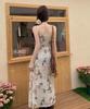 Butterfly Floral French Camisole Dress: V-Neck, Slim Fit, Cinched Waist, Bodycon Long Dress - Perfect for Summer Vacation.