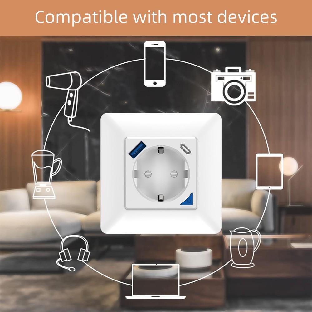 

EU Wireless WiFi Smart Socket with Alexa Voice Control & USB Fast Charging білий