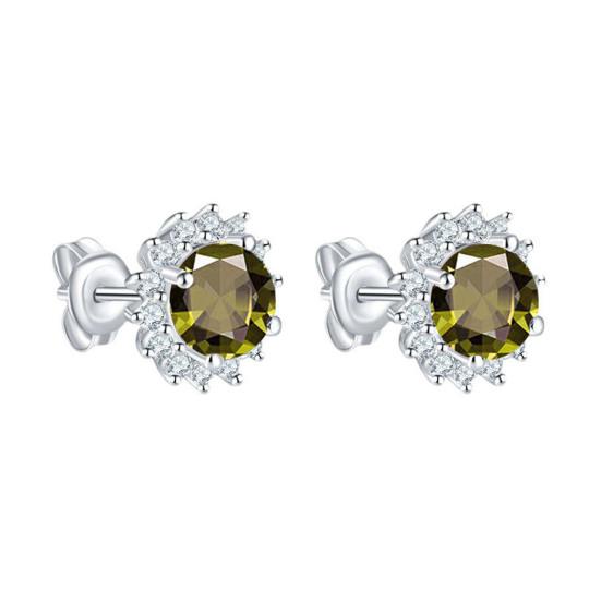 1 Pair Stud Earrings Sunflower Shape Cubic Zirconia Inlaid Ear Studs Women Geometric Earrings