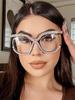 Ins Rainbow Crystal Frame Fashion Retro Round Anti Blue Ray Female Glasses Vintage Oversized Frame Eyewear Accessories