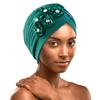 4Pcs Women Turban National Style Diamond Flower Beanie Elastic Head Wrap Cap Chemo Headwear Accessories