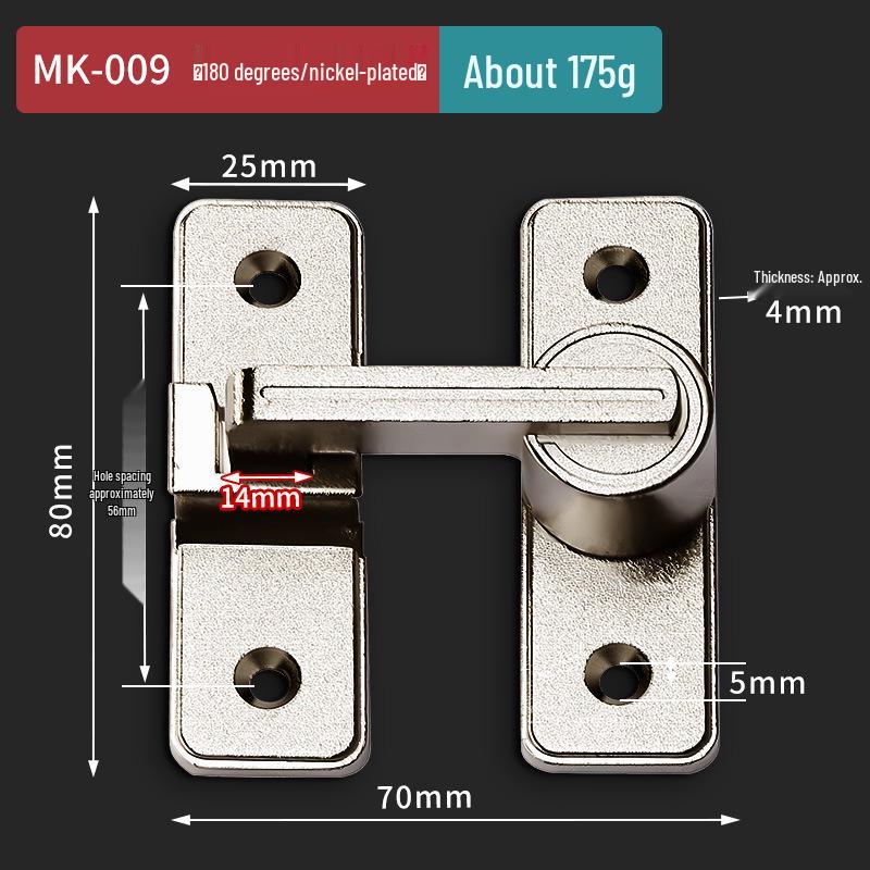 Punch-Free 90° Sliding Door Latch & Lock for Barn, Bathroom, or Toilet Doors