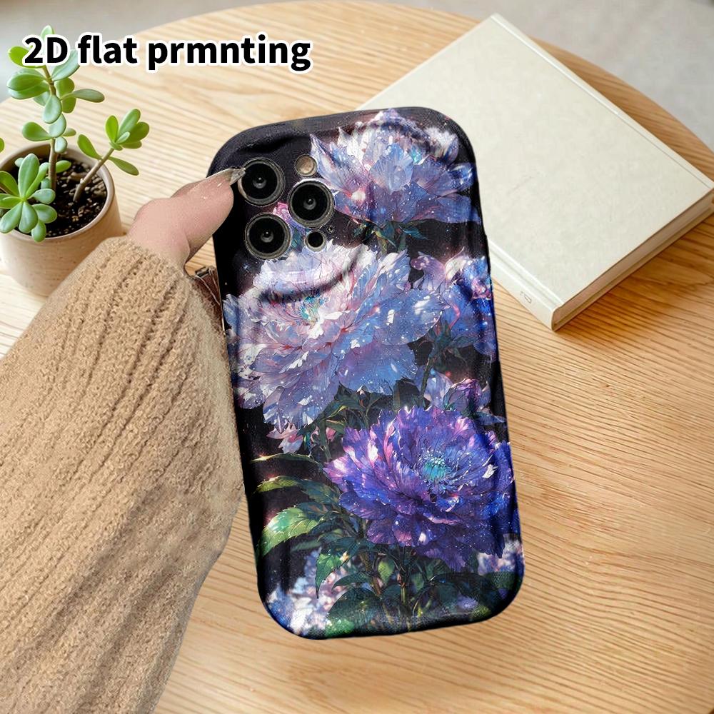 Phone Case: 2D flat design suitable for iPhone 18, 17, 16, 15, 14, 13 Pro film protective case, couple style, nebula peony, Christmas and Halloween gi