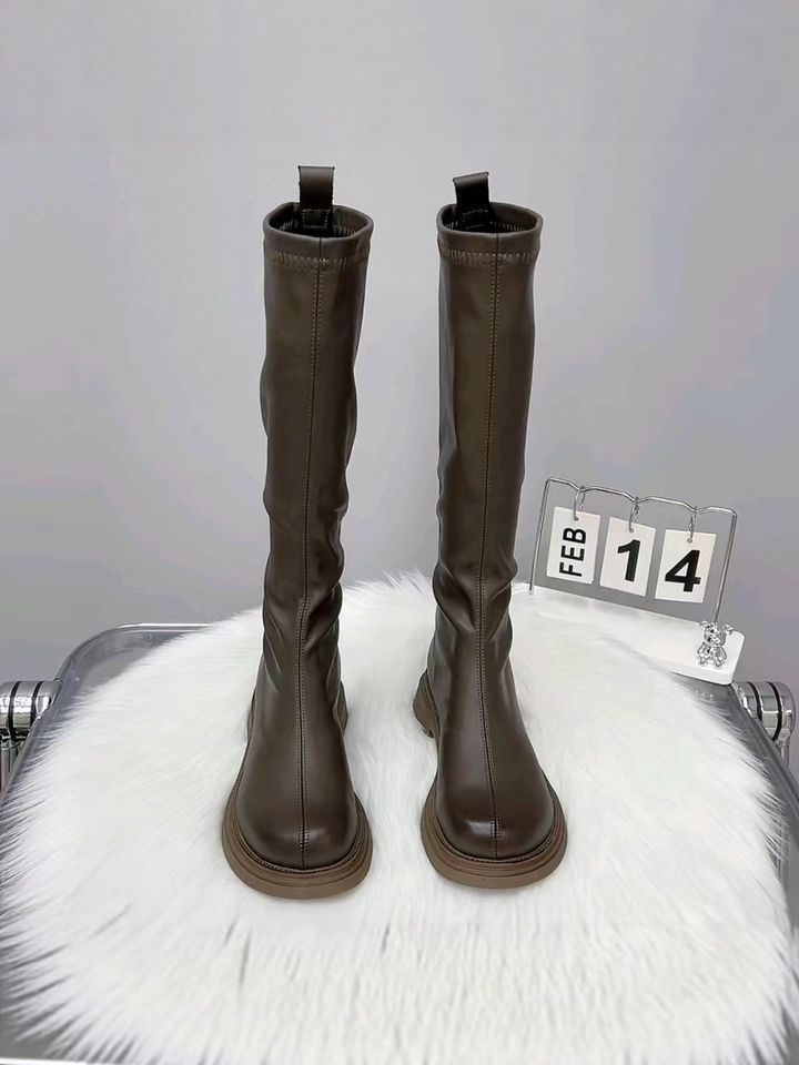 Fashion Boots Women's Autumn Black Thick-soled Skinny Knight Boots Travel Boots