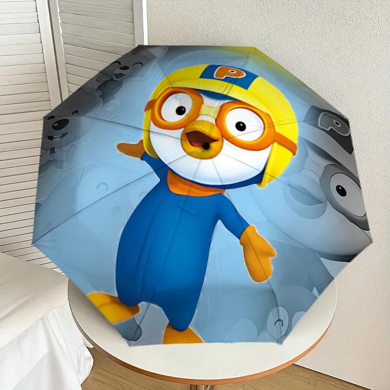 1pc Pororo Penguin Automatic Folding Umbrella, Portable Collapsible Design, Casual Outdoor Accessory L1127063