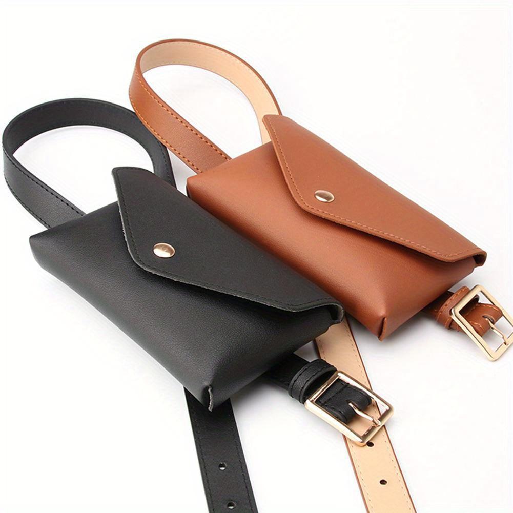 Women Waist Bag Leather Fanny Pack Chest Bag Women's Belt Fashion Pin Buckle Thin Belt Bag