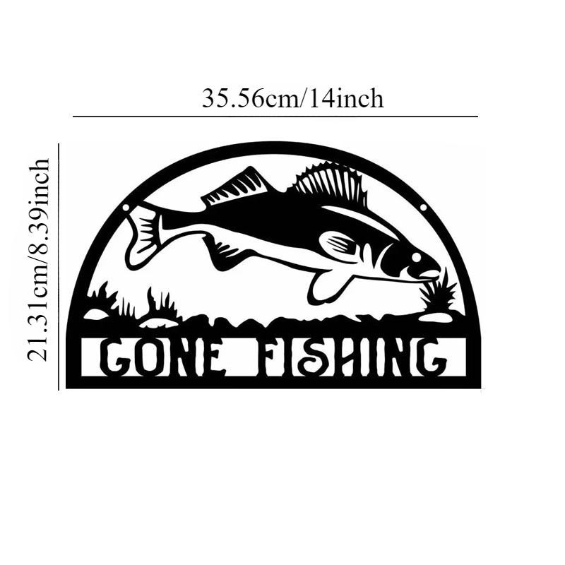 

Металлическая настенная табличка «Ушел на рыбалку» – Дизайн с форелью и окунем для помещения/улицы, Стильный настенный декор и Декоративная наклейка на стену армия зеленый