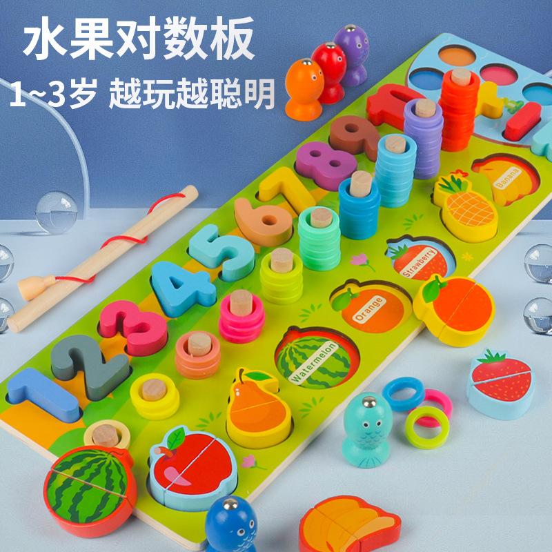 Children'S Wooden Fruit Logarithmic Board Digital Pairing Fruit Cutting Music Early Education Puzzle Parent-Child Toys