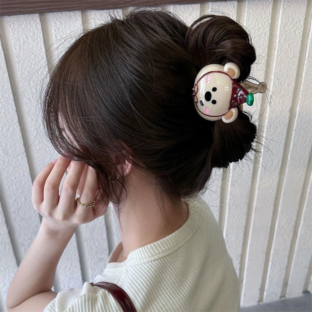 Hairpin Cartoon Hair Claw Acrylic Plastic Grab Clip Cute Bear Hair Clip  Vacation