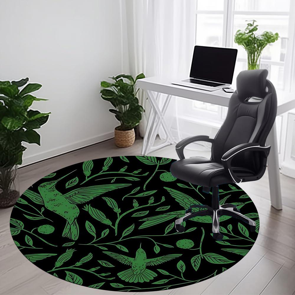 1PC Hummingbirds Botanical Pattern Office Round Area Rug, Mat Suitable For Office, Under Office Chairs Bedroom Living Room Home Decor, Room Deco