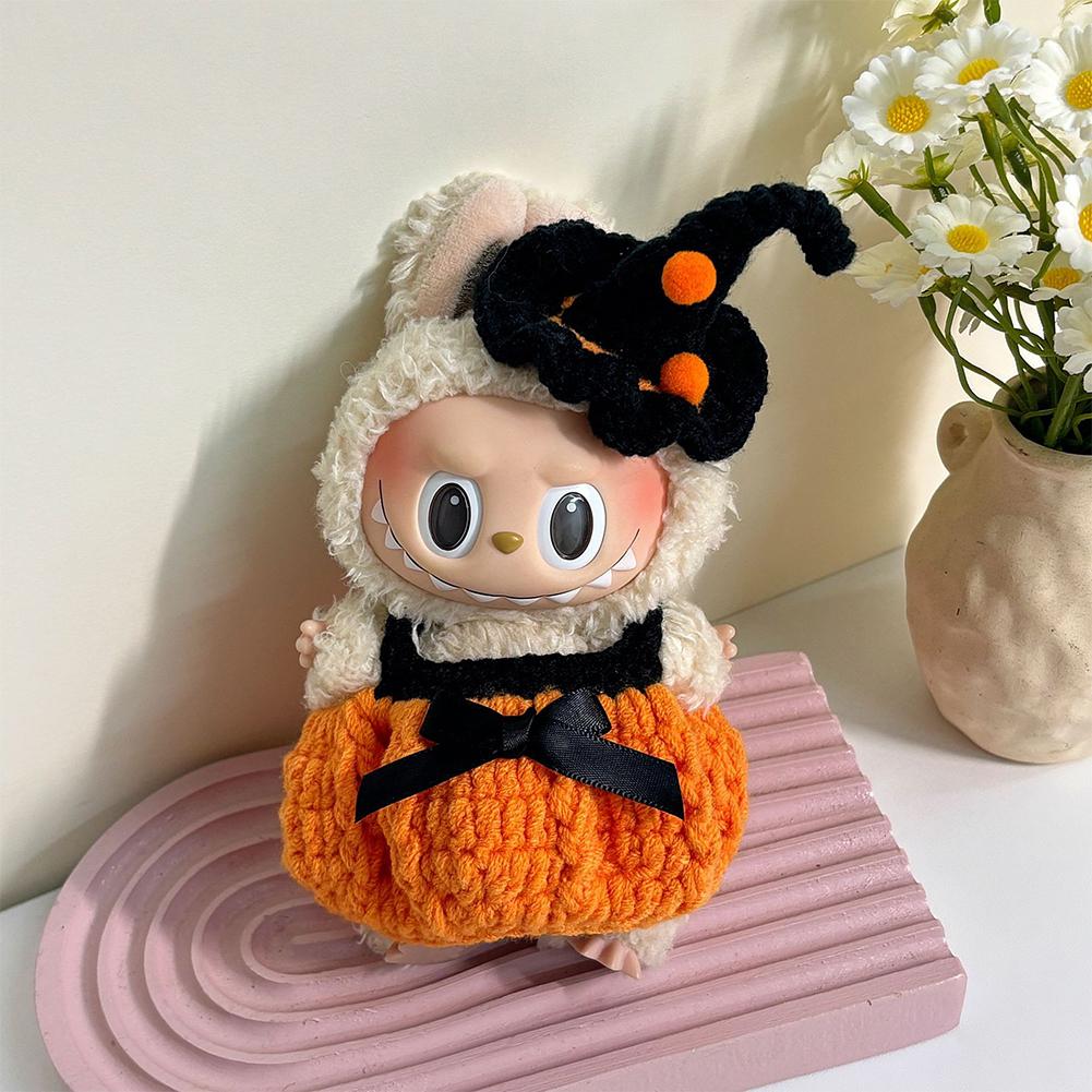 Halloween Accessories For Labubu Devil Clothes Pumpkin Set For 15/17Cm V1V2V3 Doll Mini Plush Doll Devil Wing Halloween Costume
