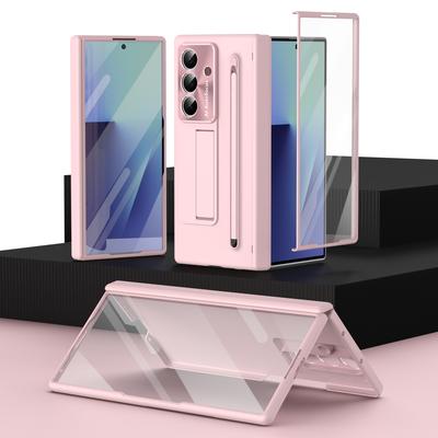 Unsichtbare elastische Halterung 2-in-1 Stiftschlitz Handyhülle für Samsung Galaxy Z Fold7 Fold 6 7 mit Displayschutzfolie Panzer Stoßfeste Hülle