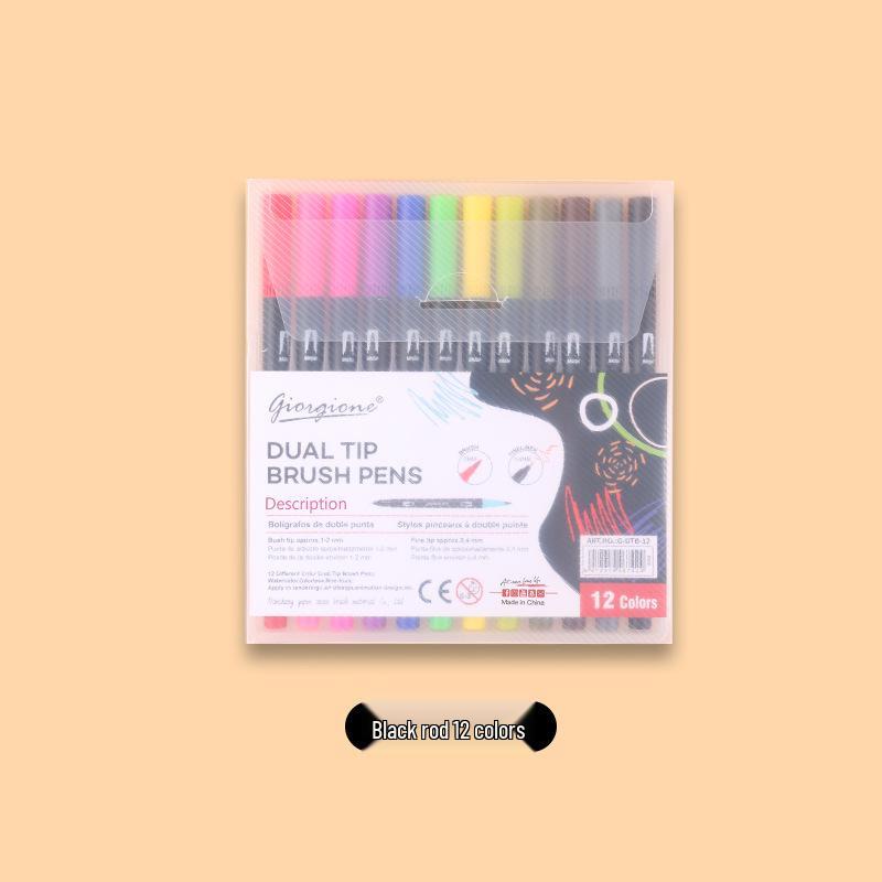 Giorgione Double-Ended Water-Based Fineliner Brush Pens: 24 & 80 Washable Colors