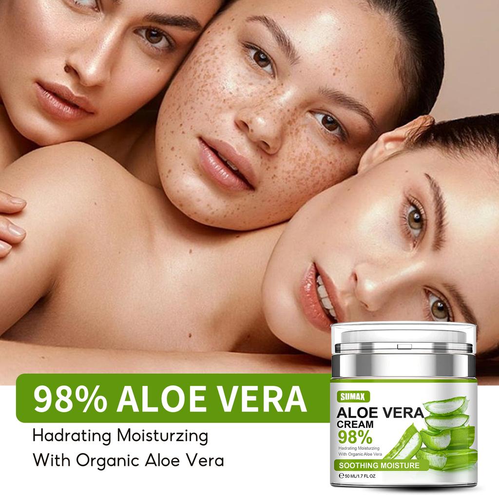 Pressed Jar 98% Aloe Vera Cream 50ml Mooth Delicate Radiant and Translucent Rapid Absorption of Skin Retinol Anti Aging Serum