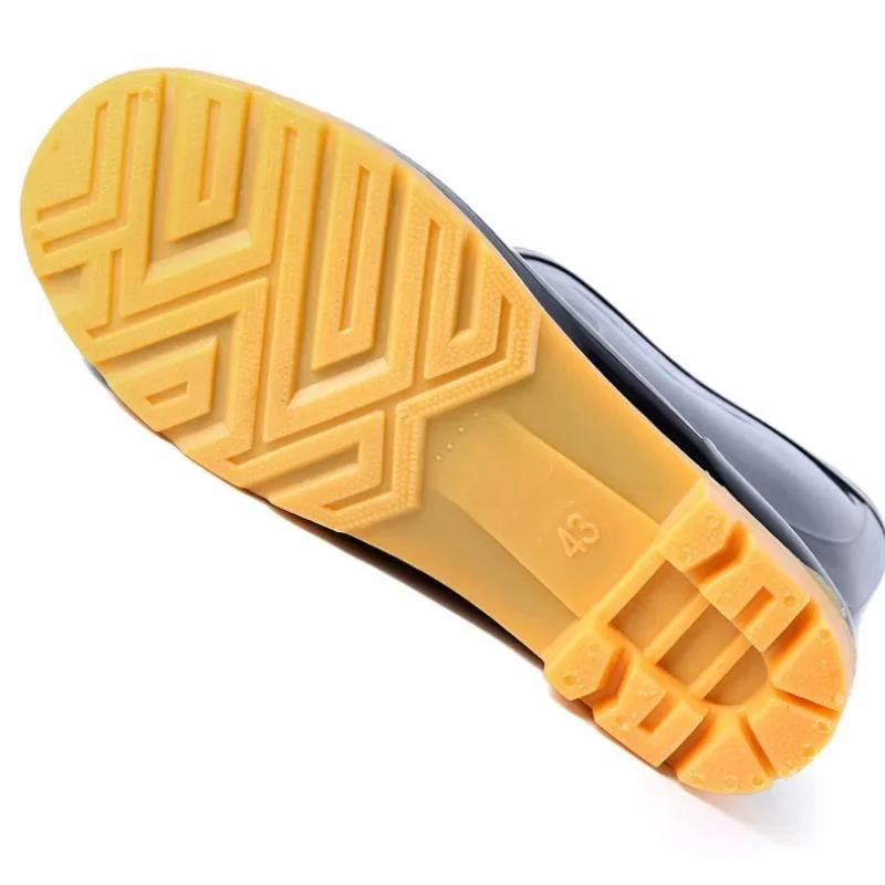 Men High Top Rain Boots Waterproof PVC Rubber Work Boots Non Slip Long Drum Protective Footwear for Outdoor Labor