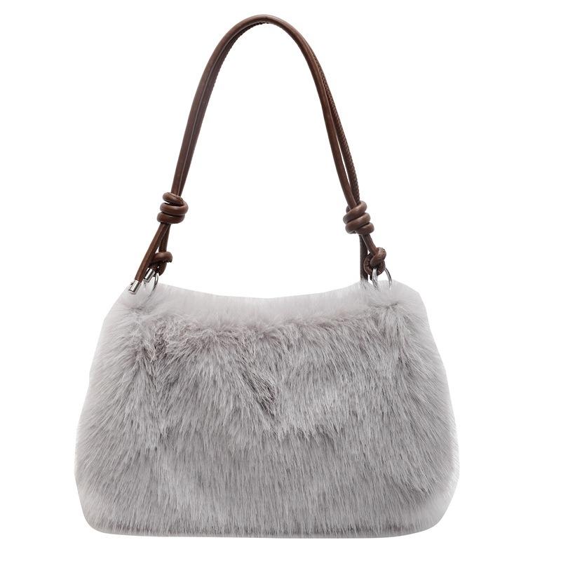 New Plush Bag Women's Largecapacity Sen Meng Trendy Autumn and Winter Messenger Bag Feeling Portable Plush Tote Bag