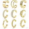 9Pcs/Set Simple Metal Non-Piercing Ear Clip Earrings for Women Shiny CZ Stone Fake Piercing Ear Cuff Daily Wear Party Jewelry
