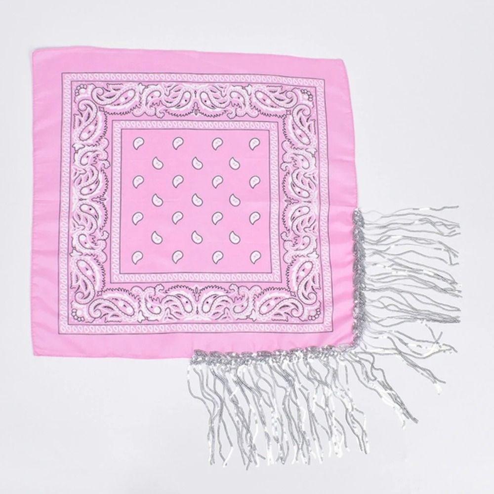 Cowboy Style Cowgirl Bandanas Tassel Trim Neckerchief Western Accessory Women Bandanas