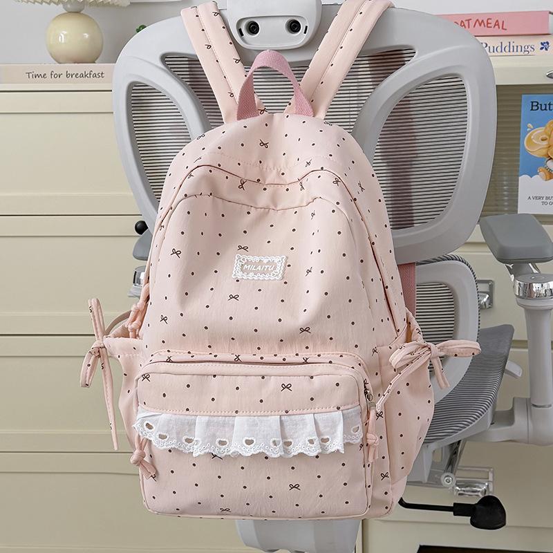 Mochila japonesa linda chica encaje lazo mochila alto valor estudiante campus mochila escolar niñas viaje mochila pequeña