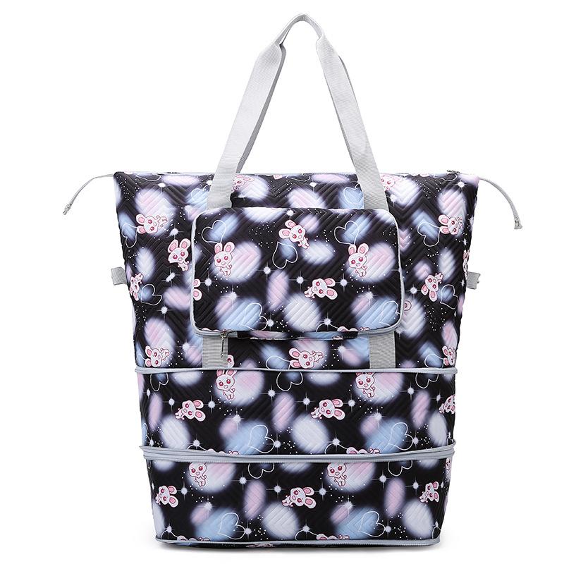 Fashionable and Fresh Smudged Dry and Wet Separation Personalized Fitness Bag Double-layer Extended Outing Travel Bag Can Be Used To Pull Rod