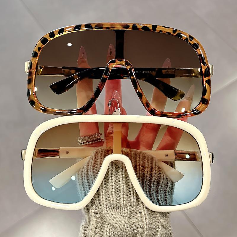 Large-framed, one-piece, European-style fashionable sunglasses, high-end and casual, unisex windproof sunglasses