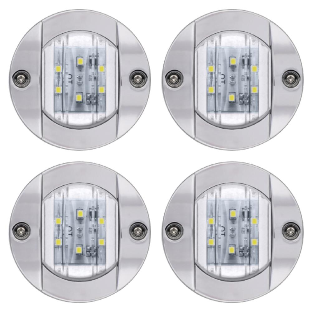 4 Pcs LED Boat Light 12V Round Marine Lamp LED Transom Mount Light for Boat Deck