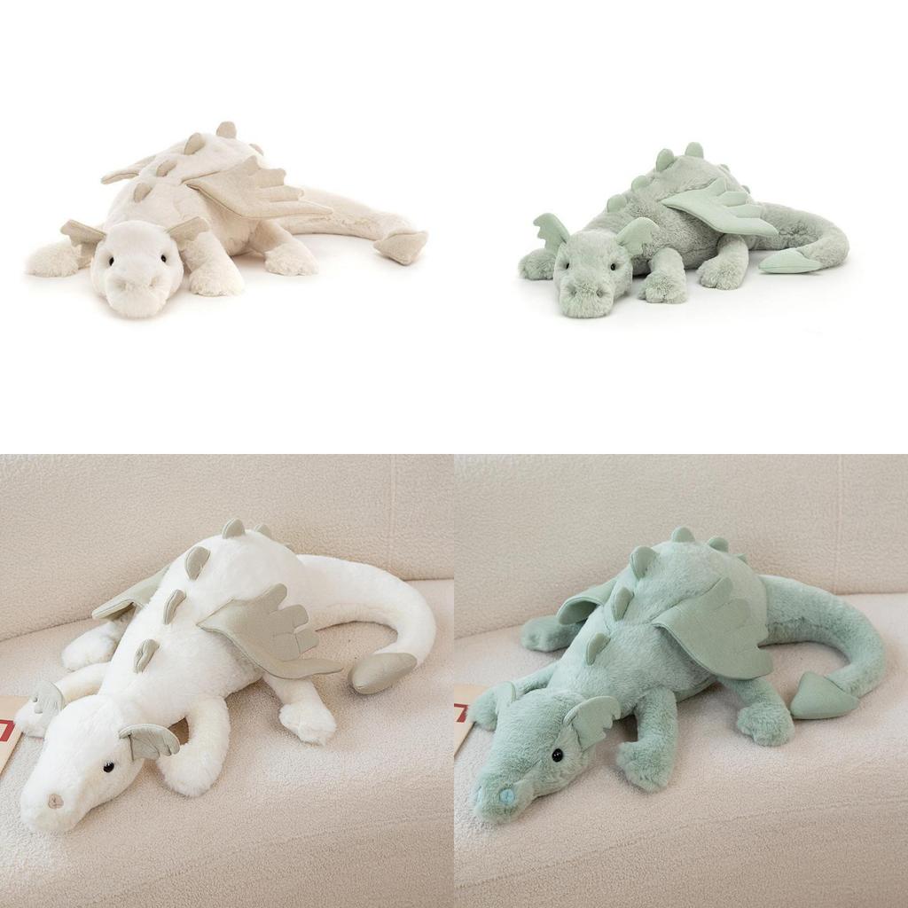 Adorable peluche Dragon Céleste, douce et mignonne, un long oreiller pour enfants, disponible en rose, bleu et vert.