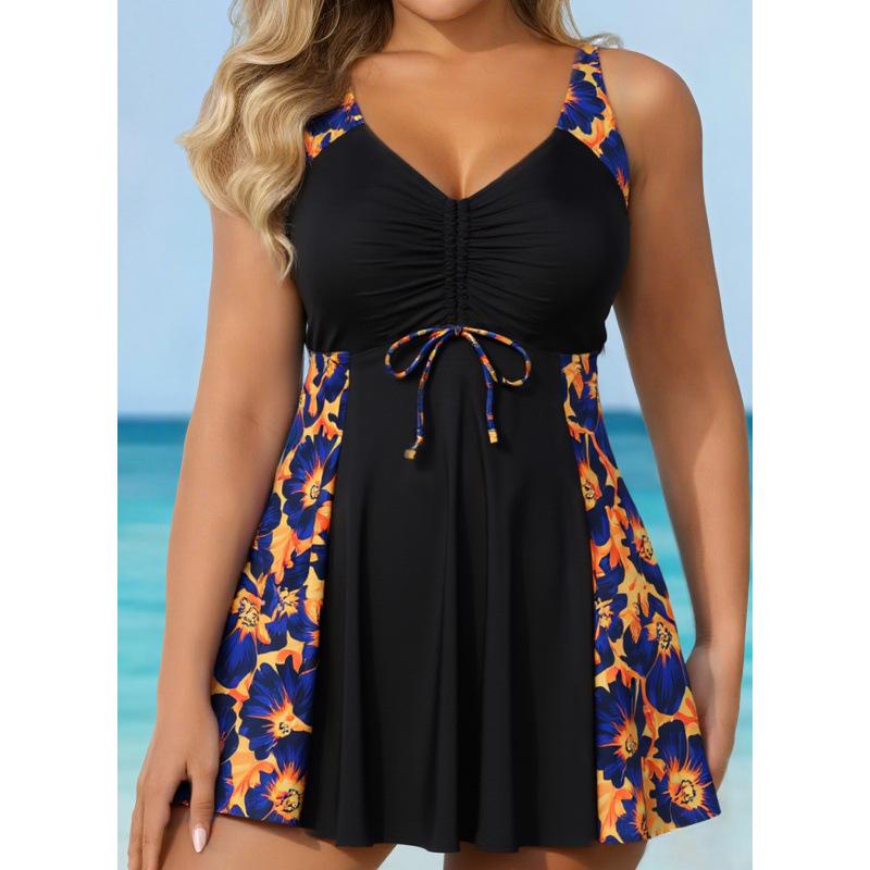 2026 Plus Size European & American Two-Piece Bikini Set with Skirted Bottoms for Women