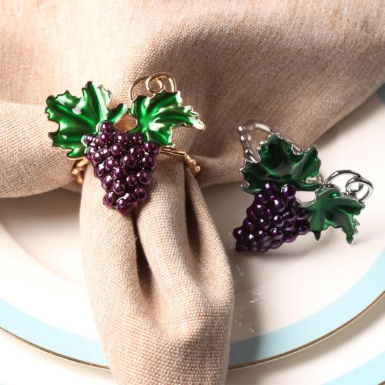 2Pcs Napkin Ring Refreshing Fine Workmanship Dining Table Supplies Summer Purple Grape Napkin Holder