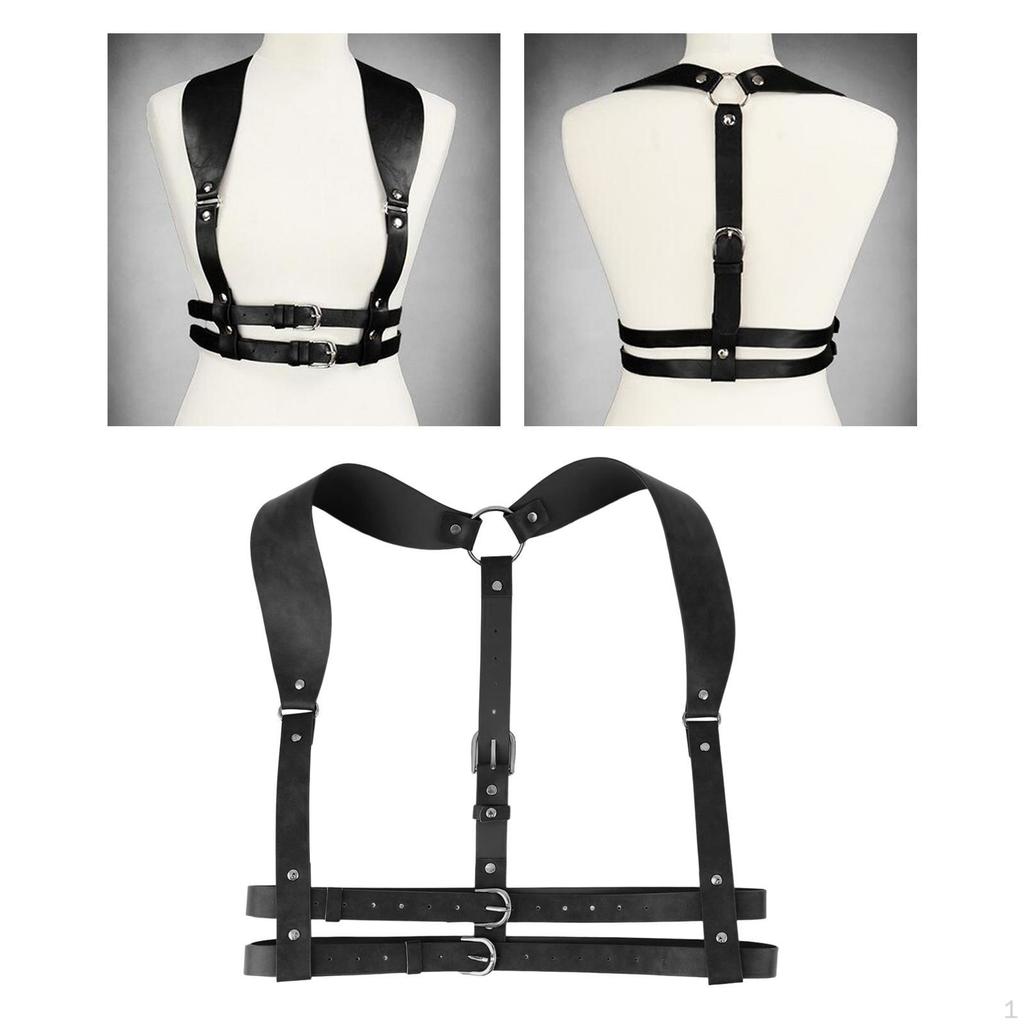 Körper-Taillengürtel Steampunk Damen Verstellbare Schnalle Kette Bustier Taillenband PU-Leder Punk Harness